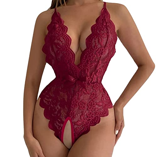 Sexy Dessous Damen für Sex Damen Sexy Dessous Set mit Strumpfgürtel Anzug mit reizvollem Spitze Unterwäsche Thong BH Underwire 3 Stück intime Damen String Transparent Erotische Lingerie Set Spitze