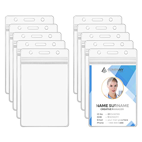 Vicloon Ausweishüllen, 10 Stück Ausweishalter Transparente Kartenhülle Wasserdichten Kartenhalter Kartenhüllen Vertikal Ausweiskarte Schutzhülle ID Card Holder
