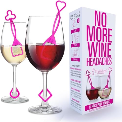 Aspiree The Wand Wine Filter by PureWine | No More Wine Headaches | Removes Sulfites and Histamines | New Twist-Off Wine Charms | (12)