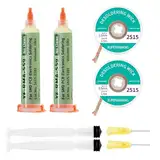 No-Clean-Lötpastenflussmittel (2 Packungen) & 2.5mm Löt Entlötlitze(2 Stück), Flussmittel Löten, Geeignet Für Handy-Lötungen,Haushaltsgerätereparaturen