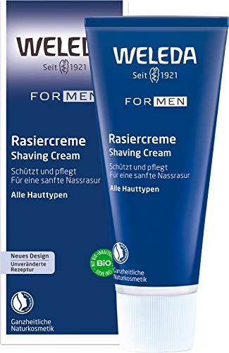 WELEDA Bio FOR MEN Rasiercreme, Naturkosmetik Rasierschaum für die Pflege und den Schutz der Haut bei Nassrasuren, sanfter Schaum für eine schonende Rasur für Männer (1 x 75 ml)