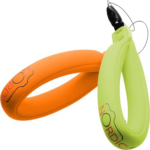 nordic flash Schwimmende Handschlaufe (2 Stück), Wasserdichtes Floating Strap, Schwimmende Handgelenkschlaufe Kompatibel mit Kamera, Handy, Schlüssel - Grün & Orange