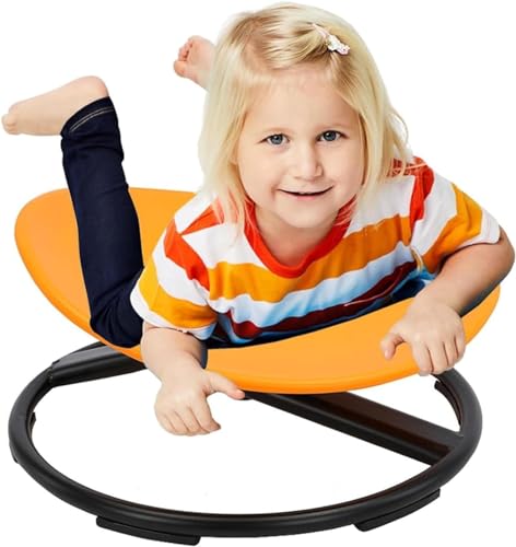 Autismus-Sensorik-Stuhl, Kinder-Drehstuhl, Sit and Spin Dish, Spun Stuhl, Sensory Balance Training Sitz, Kinder-Drehkarussell, Alter 3-12 Jahre (Color : Orange)