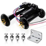 Air Horn Kit 12v Laut Kompressor Fanfare 150dB Druckluft Horn Hupe, Doppelrohr-Elektropumpe mit Metallverbund Lufthorn für alle 12V Auto LKW Züge Boote Cars Vans