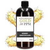 Kolloidales Gold 50PPM - 500ml Premium Goldkolloid in Braunglasflasche mit Sicherheitsverschluss - Monoatomisches Goldwasser (Manna Colloidal Gold) - Deutsche Qualität!