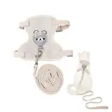 CATOR Kaninchen Leine,Verstellbare Hasenleine,120cm Weiches Kaninchen Leine,Hasen Zubehör,Kaninchen Zubehör,Kaninchen Geschirr Für Kaninchen, Katzen Und Andere Kleine Haustiere,für 1–1,5 kg,Beige