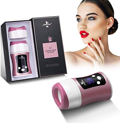 Lip Plumper - Lippen Sauger Booster Automatisch, Intelligente Steuerung (Zeit, Saugen), Digitale Anzeige, Laden über USB, Stehendes Design Lippenfüller für Lippen Make Up (Bonus-Schwammpad enthalten)