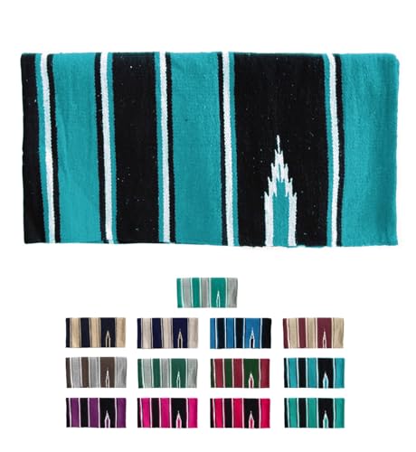 NETPROSHOP Navajo Westerndecke Baumwolle Sattelunterlage Satteldecke, Farbe:Hellblau/Schwarz