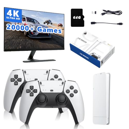 Retro Konsole M15 Handheld Spielkonsole mit 64GB Karte 20000+ Spiel, 23 Emulator Kompatibel, 2 Wireless Controller, HD Ausgabe, Retro Videospiele Spielkonsole Stick für Jungen Erwachsene