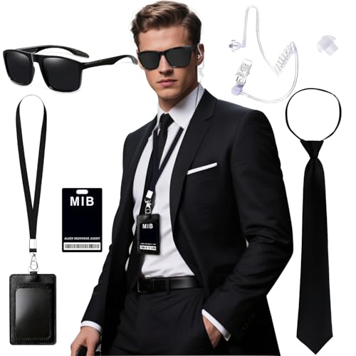 Men in Black Kostüm für Halloween Cosplay-Party Karneval Mafia Herren Kostüm Erwachsene fbi Spion Geheimagent Bodyguard Alien Kostüm