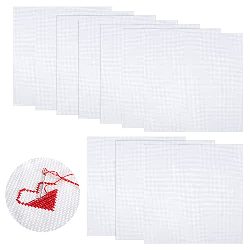 Iyowei 10 Stück Weiße Aida Tuch 30 x 30 cm Kreuzstich Stickerei Stoff Baumwolle Aida-Stoff Klassische Reserve Aida Stoff DIY Sticken tuch Nadelarbeiten stoff für Handwerk Wanddekoration