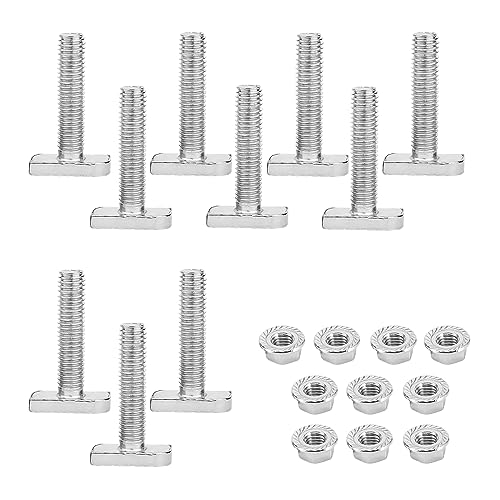 Vordpe 10 Stück Hammerkopfschrauben Set, M8 x 30mm Edelstahl A2-70 Photovoltaik, mit Flanschmutter, für pv Module Photovoltaik-Aluprofil Gewächshaus Photovoltaik Solar Montageschiene