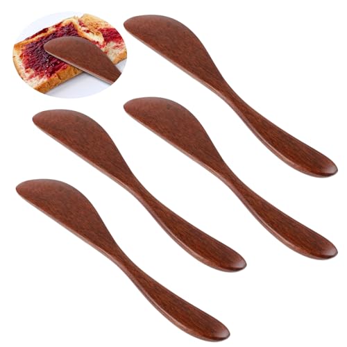 Mabor 4 Stück Buttermesser Klein Holz, Klein Holzmesser Marmeladenmesser Wooden Butter Spatula Hölzernes Butter Knife Spatel Gelee Käse Spreizer Für Käse Butter Marmelade Tägliches Frühstück Spreader