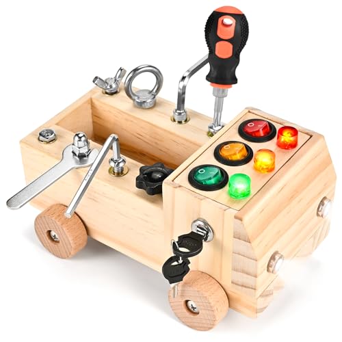 Wooderma Montessori Schraubendreherbrett | Montessori Schraubbrett Spielzeug ab 3 4 5 Jahre | Lernspielzeug Busy Board | Activity Board Motorikboard | Motorikspielzeug Holzspielzeug für Kleinkinder