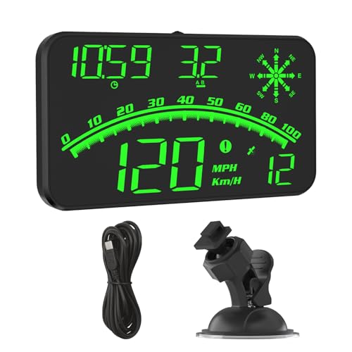 Digitaler Tacho Auto,AMHVMU G10 Digital Speedometer mit GPS-Geschwindigkeits Kompass, Echtzeitdaten & Saugnapfhalterung (Universal für alle Autos)