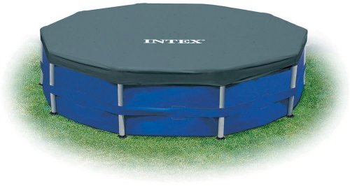 Intex 28031 Round Pool Cover - Poolabdeckplane - Ø 366 cm - Für Metal und Prism Frame Pool, Dunkelblau