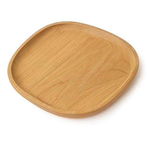 EKFJAELL dekorative Holzschale perfekt zum Servieren, Dekorieren und Präsentieren - Deko Tablett, Tischdeko Holz, Servierplatte Holz, Serviertablett (Eiche, 160x150x15 mm)