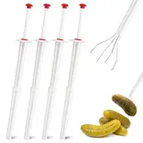 meekoo Pickle Picker aus Edelstahl und Kunststoff, 20,3 cm, Deluxe-Gurken-Greifer, Gabel für Küche, Lebensmittel, Oliven, Pfeffer, Weiß, 2 Stück