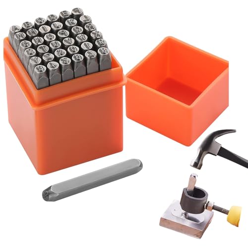 Mailfull 37 Stück Schlagzahlen Set 3mm Schlagbuchstaben Buchstaben Alphabet Prägestempel Stahlwerkzeug für DIY Schnitzprägungen auf Metall Holz Leder