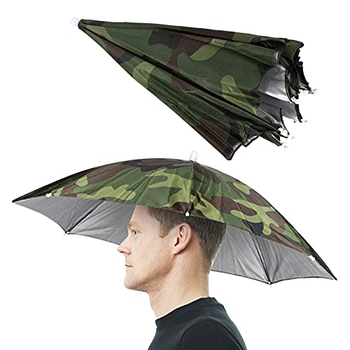 ZQO Angelschirm, Sonnenschutz, auf Kopf montiert, 65 cm Durchmesser, Camouflage-Hut, Regenschirm, für Reisen, Angeln, im Freien, Zubehör für Abenteuer