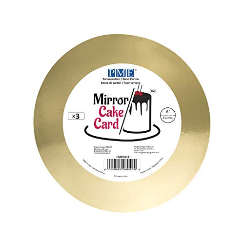 PME CMRG913 Mirror Cake board/Card, Round, Gold 6", Pack of 3 Kuchen Spiegel Karte, Karton