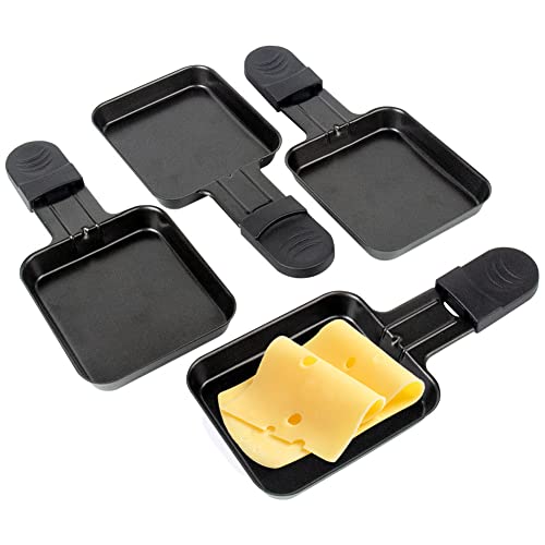 Raclette Pfännchen Ersatz Mini Pfännchen Raclette Edelstahl Antihaftbeschichtet für den Raclette Grill Zubehör, 18x8x1.5cm,4 Stück