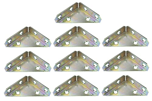 AERZETIX - C57277 - Set mit 10 Eckverbindungswinkel 50x50x17 mm - befestigung rechte eckplatte - 90°-möbelverbinder aus metall - aus gelb verzinktem stahl - für holz metallwaren