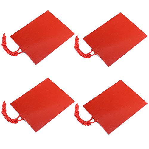 DONGKER 4PCS Silikon Heizmatte, Gummi Heizplatte 12V 25W Heizdecke Flexible Matte Konstante Temperatur 80X100mm