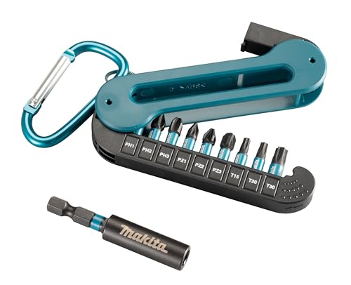 Makita E-12005 Impact Black Bit-Set 10-teilig mit Karabiner, PH, PZ, T Bits 25 mm