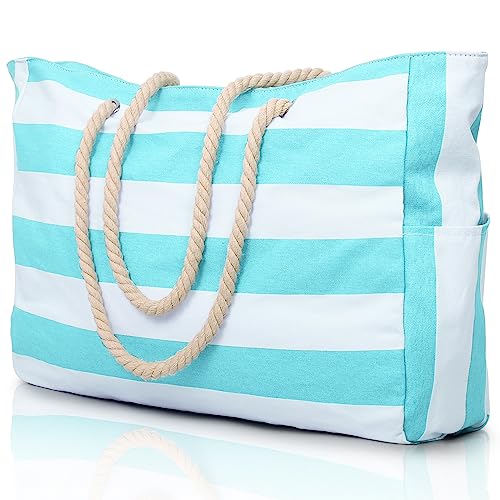 oscaurt Strandtasche Groß Shopper Tasche Tote Bag Handtasche Damen Strandtasche XXL Familie Reisetasche Saunatasche Badetasche Umhängetasche mit Reißverschluss Weihnachtsgeschenke