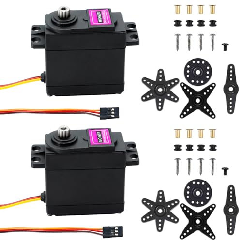 PNGOS RC Servomotor Wasserdicht Metall Kupfer Getriebe für Arduino 1/8 1/10 1/12 15kg 180° 5V Standart Servo Micro Modellbau Verwendet für Roboter,Roboterarme,Kletterautos,RC-Boote,RC-Flugzeuge usw