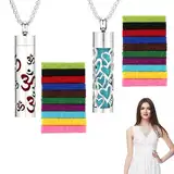 2pcs Duftkette Kette Mit DuftanhäNger Aromatherapie Halskette Diffuser Halskette Mit äTherischen öLen Diffusor öL AnhäNger Halskette Edelstahl Diffusor Halskette äTherisches öL Halskette Mit 20 Tampon