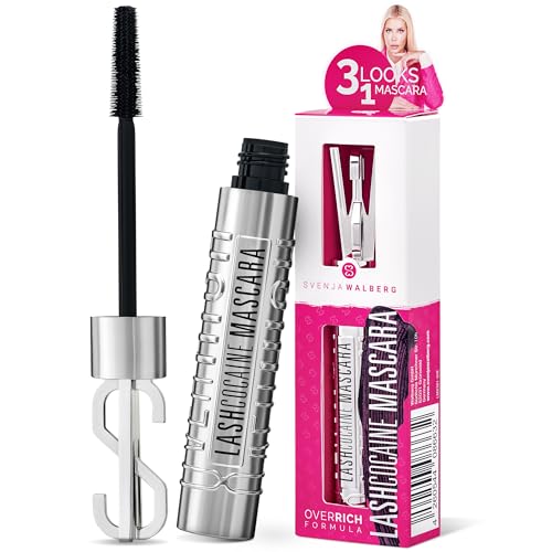 LASHCOCAINE OVERRICH MASCARA – NEW 3LOOKS Technology – Wimperntusche unterstützt natürliches Wimpernwachtum - TRENDING BLACK Mascara by Svenja Walberg - WISCHFEST - VEGAN - MADE IN GERMANY