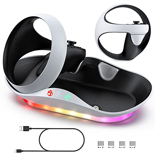 Hastraith Ladestation für PS VR2 Controller, 1,5 Stunden-Schnellladestation für PS VR2-Controller mit 2 Wiederaufladbaren Anschlüssen, Magnetische Type-C-Ladestation mit LED Anzeige für PS VR2-Zubehör