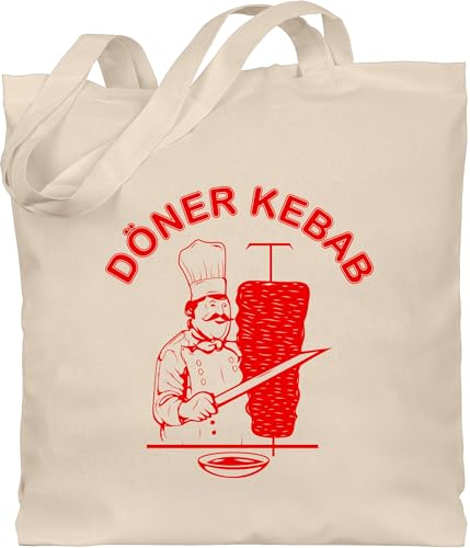 Shirtracer Baumwolltasche - Original Döner Kebab Logo - Unisize - Naturweiß - dönertasche kamellebeutel karneval fasching doner beutel faltbare tragetasche wurfbeutel faschings kebap stoffbeutel