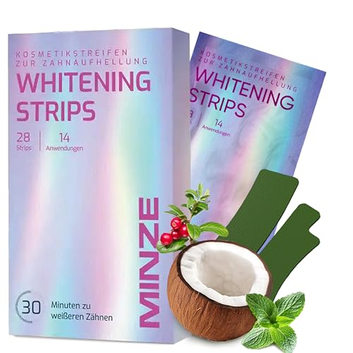 Schonende Zahnaufhellung Whitening Strips - (14 Anwendungen) Bleaching Zähne frei von Peroxid für strahlendes Lächeln - schonend Zähn Aufhellung - teeth whitening strips zahnbleaching 28 Stripes