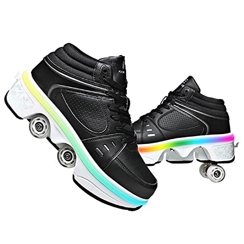 Roller Skate Shoes Rollschuhe Schuhe Mit Rollen Skateboardschuhe,Inline-Skate, verstellbar Damen Schuhe mit Rollen für mädchen (35, Black with Light)