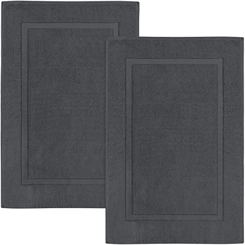 Utopia Towels - 2er Pack groß Badematte Badvorleger (53 x 86 cm) - 100% Baumwolle Frottee -Waschbare Badteppich (Grau)