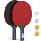 Glymnis Tischtennisschläger Tischtennis Set mit 2 Tischtennisschläger und 4 Tischtennisbälle, 1 Tragetasche für Anfänger, Familien und Profis