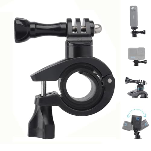 HUATEEN Action Cam Halterung Fahrrad Motorrad,Sportkamera Lenkerhalterung mit Stabilen Clip für Go Pro/Actionkameras | Mountainbike-Kameramount & Motorradteile Geeignet | Schwarz Universalzubehör