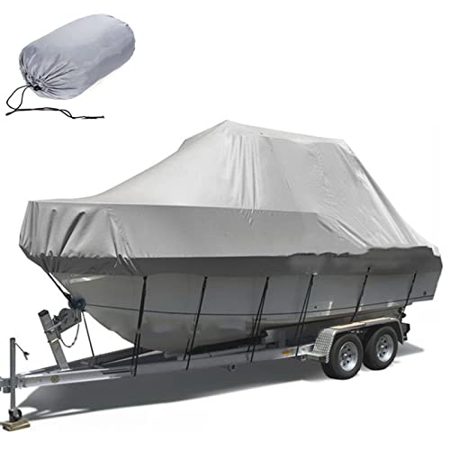 ELVONS Bootsplane Mit Gummizug, 420d Staubdicht Und Atmungsaktiv Bootsabdeckung Aus Oxford-Material Yachtabdeckung FüR Boote Mit Mittelkonsole, 11-27 Fuß,Grau,21~24(732cm*300cm)