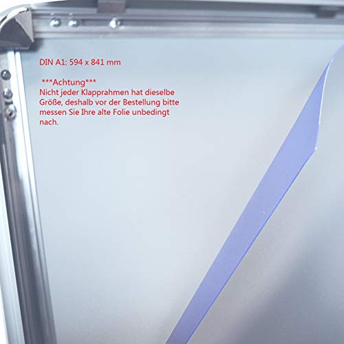 2 Stück DIN A1 (59,4 x 84,1 cm) Ersatzfolie Schutzfolie Folie für Kundenstopper Plakatrahmen DIN A1 (59,4 x 84,1 cm) Bitte prüfen Sie vor der Bestellung