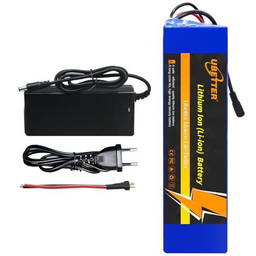 UBETTER 36V Ebike Lithium Akku, E-fscooter Akku mit BMS, 8AH 10AH 14AH 20AH Elektro-Fahrrad Batterie mit 2A Ladegerät für 0-1000W Elektrofahrrad Scooter Motor (36V 8Ah)