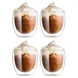 4er Set Cappuccino Tassen Gläser 250ml aus Borosilikatglas - Doppelwandig Gläser, Hitzebeständig Kaffeetassen & Perfekt für Cappuccino, Kaffee & Tee