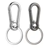 Thinp 2 Stück Karabiner Schlüsselanhänger,Karabinerhaken Schlüsselanhänger,Verschluss Abnehmbare Karabinerhaken,Schlüsselring mit Karabiner,Metall Schlüsselanhänger,Schlüssel Karabiner,für Herre Dame