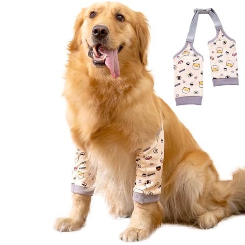 DKDDSSS Recovery Sleeve Hund, Ellenbogenbandage Hund, Ellbogenschoner für Hunde, Hund Chirurgie Erholung Recovery Sleeve für Vorderbeine, Kniebandage Arthrose für Hunde (Gelb, XXL)