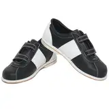 NGARY Bowlingschuhe für Herren aus Leder, bequem, rutschfest, mit Gummisohle,Black White,41 EU