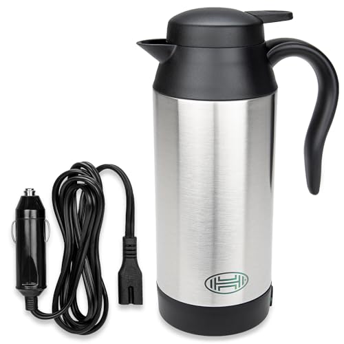 HEYNER® Auto Wasserkocher Edelstahl Reisewasserkocher Warmhaltefunktion 750ml 12V Zigarettenanzünder