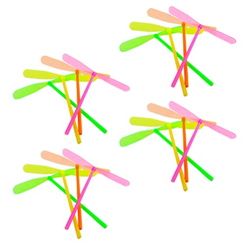 Toyvian 40Pcs- Dragonfly Hand Reiben Doppelte Fliegende Blätter Plastik Libelle Spielzeug Hubschrauber Drehung Propeller Kinder Outdoor Spielzeug Geschenk Zufällige Farbe