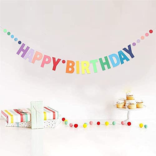 Hefoklu Happy Birthday Banner Geburtstagsdeko Pre-Strung Bunte Dekoration Girlande Erste Baby Dusche Regenbogen Party Supplies Papier Flagge Buchstaben für Erwachsene, Kinder, Mädchen, Frauen Deko